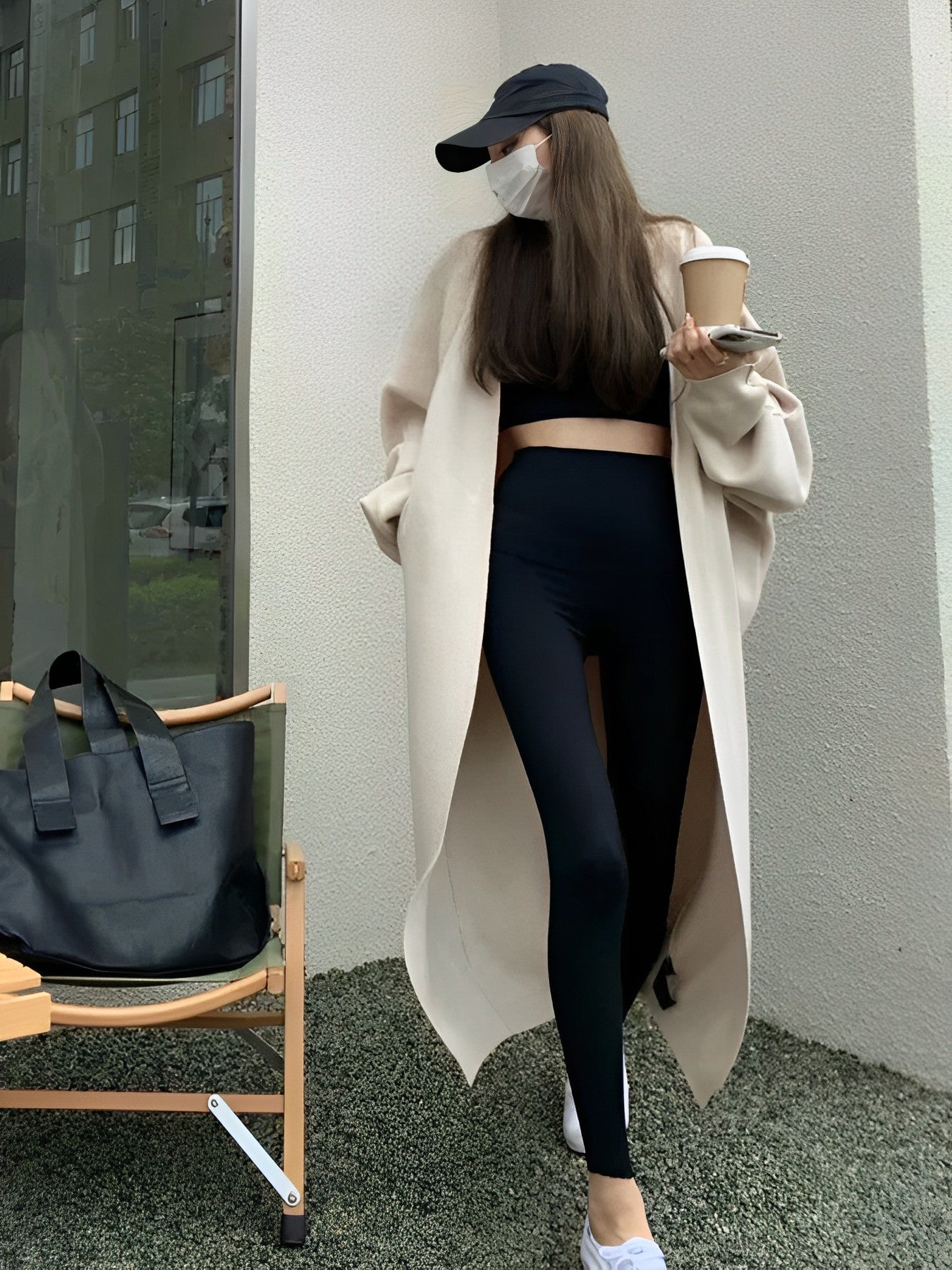 Buttonless long knit cardigan HL3839