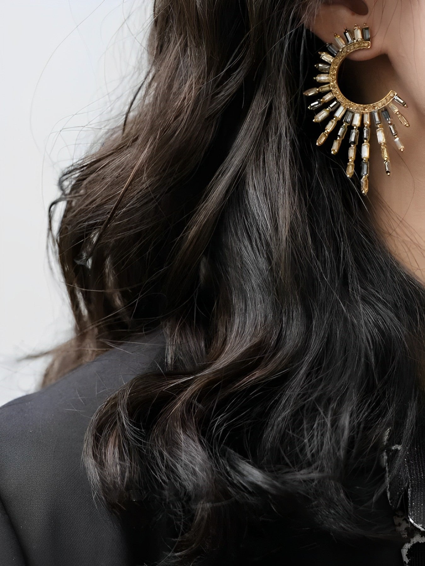 Half Circle Zircon Earrings_HL3870
