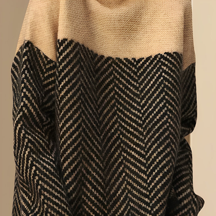 Herringbone panel high neck knit HL4115