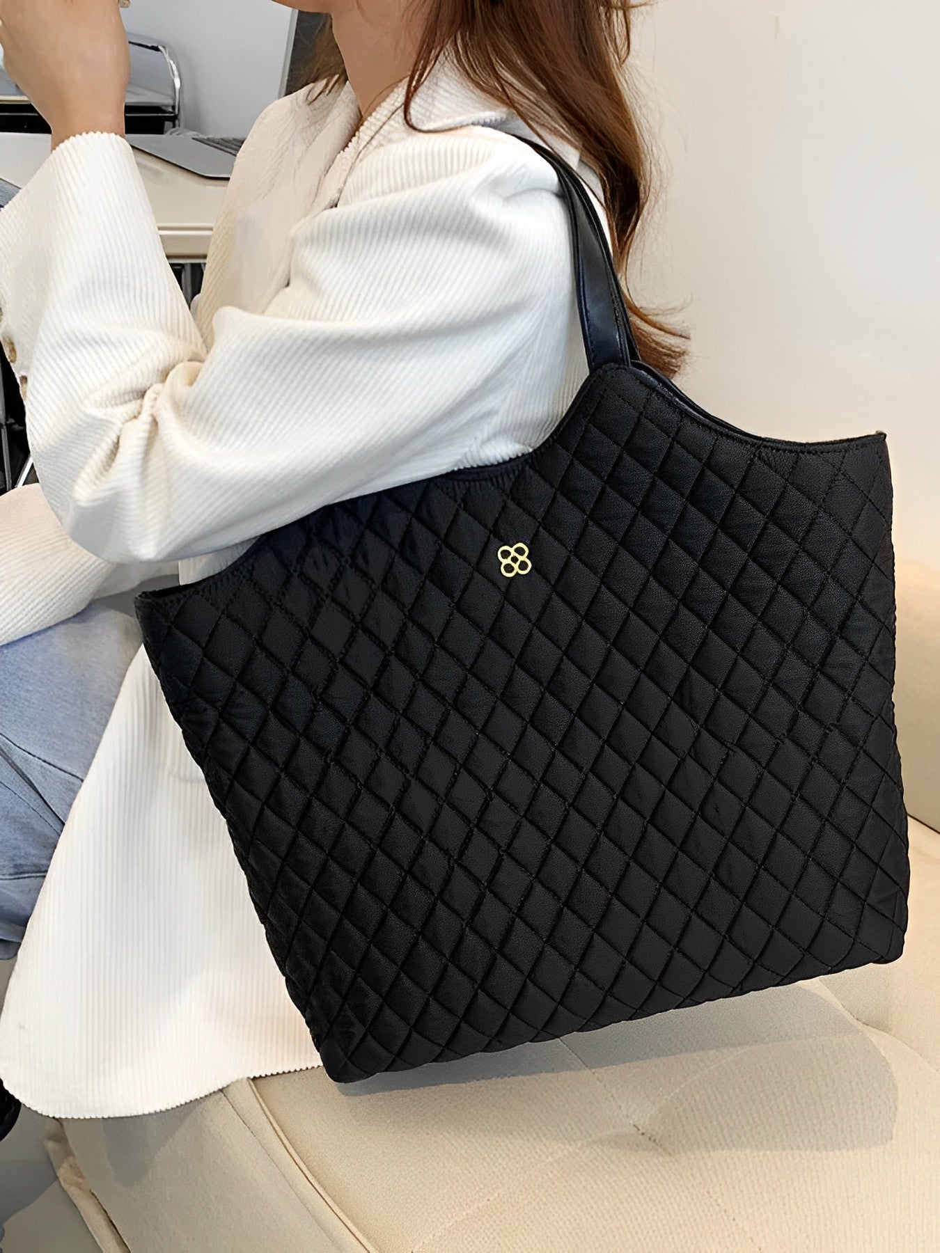 Quilted Shoulder Tote Bag_HL4156