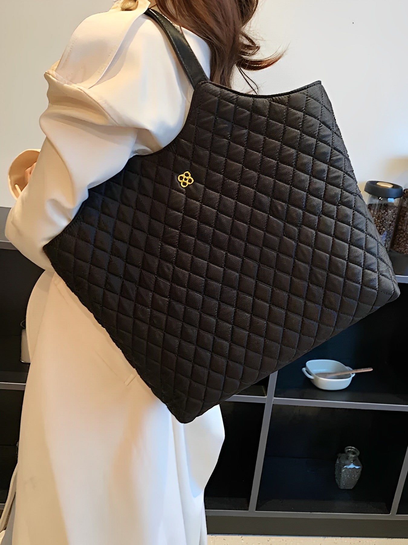 Quilted Shoulder Tote Bag_HL4156