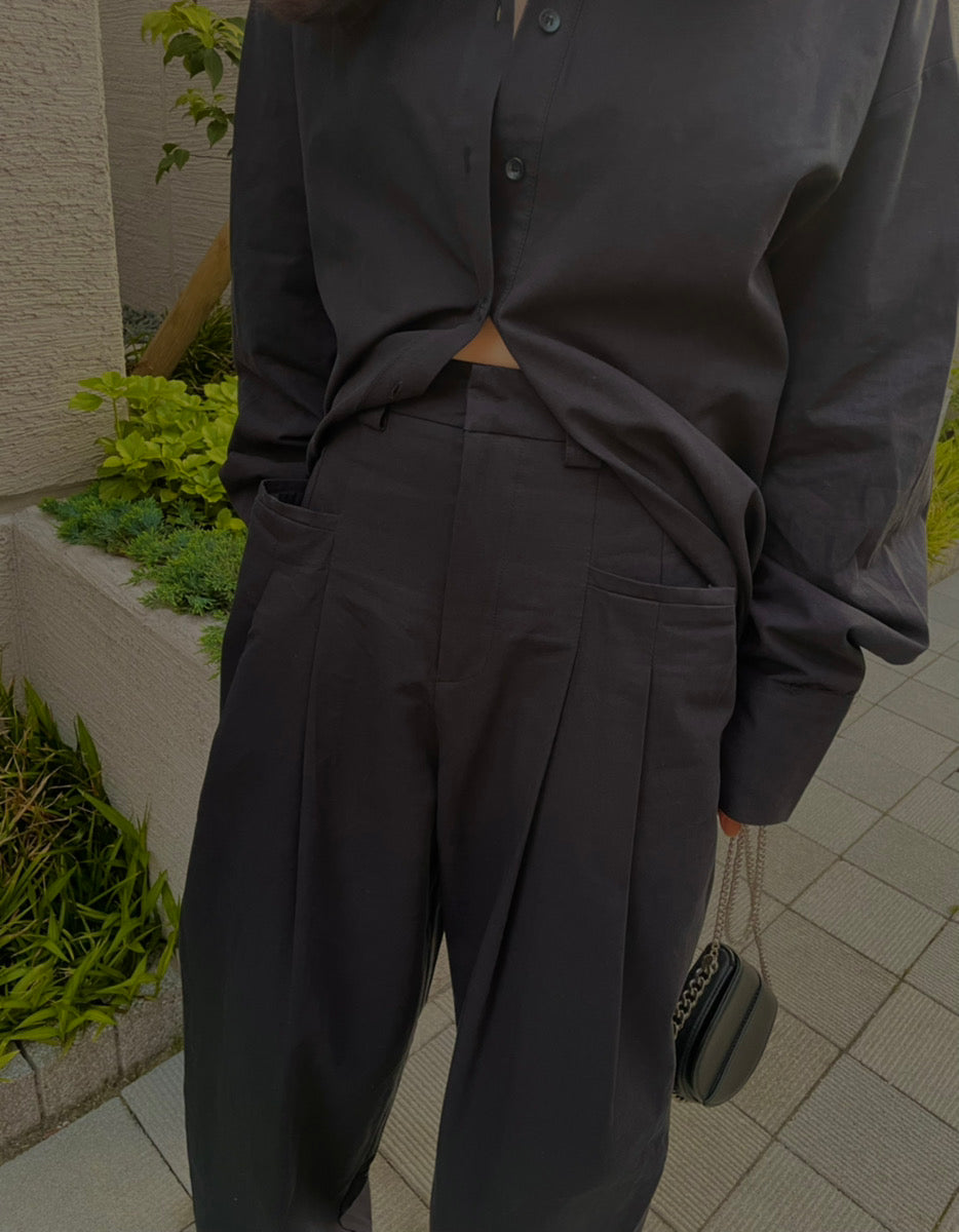 【即納】Front Tuck Wide Leg Pants_HL9702/LCHK