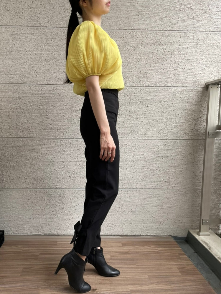 後踝絲帶修身褲_8891