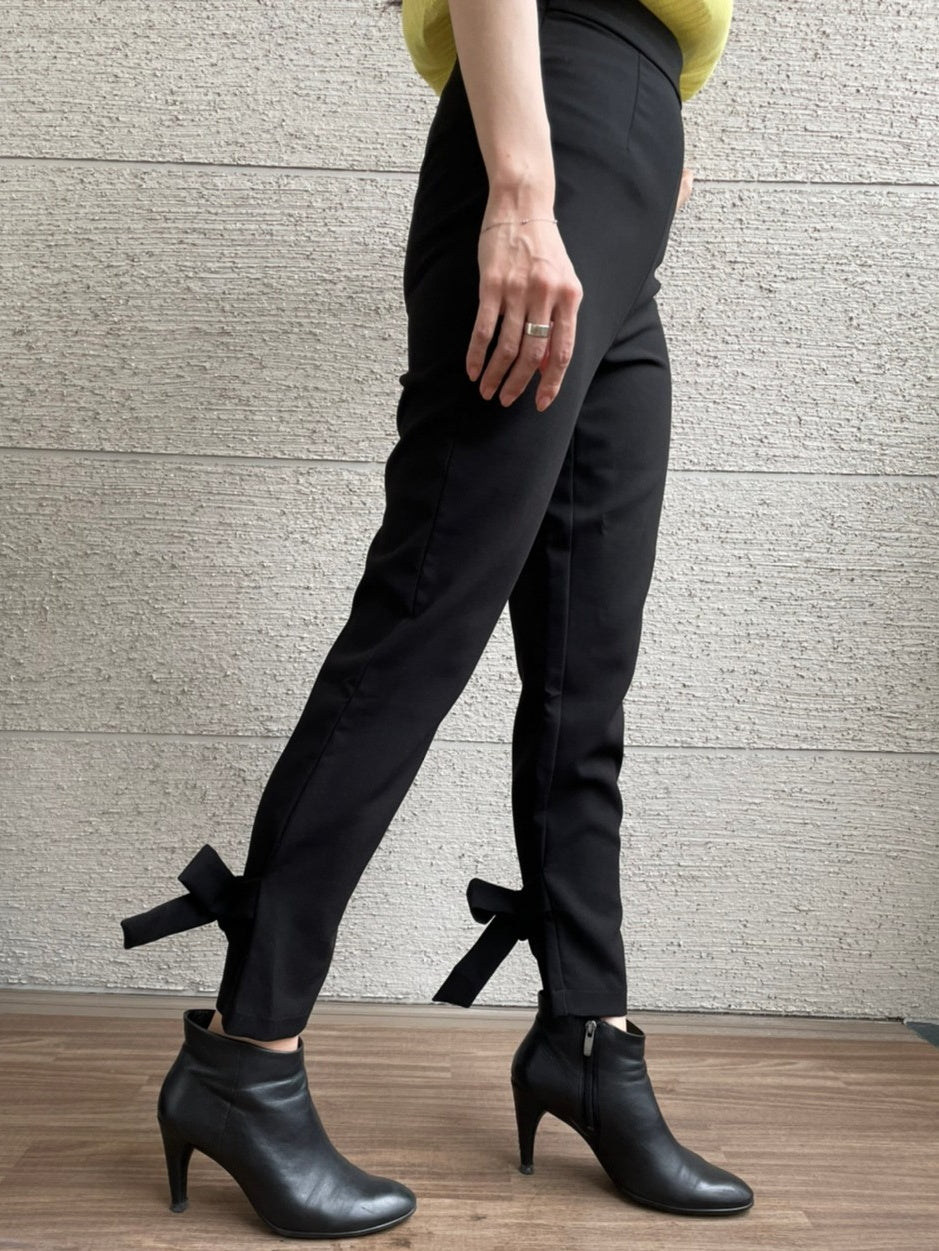 Back Ankle Ribbon Slim Pants_8891