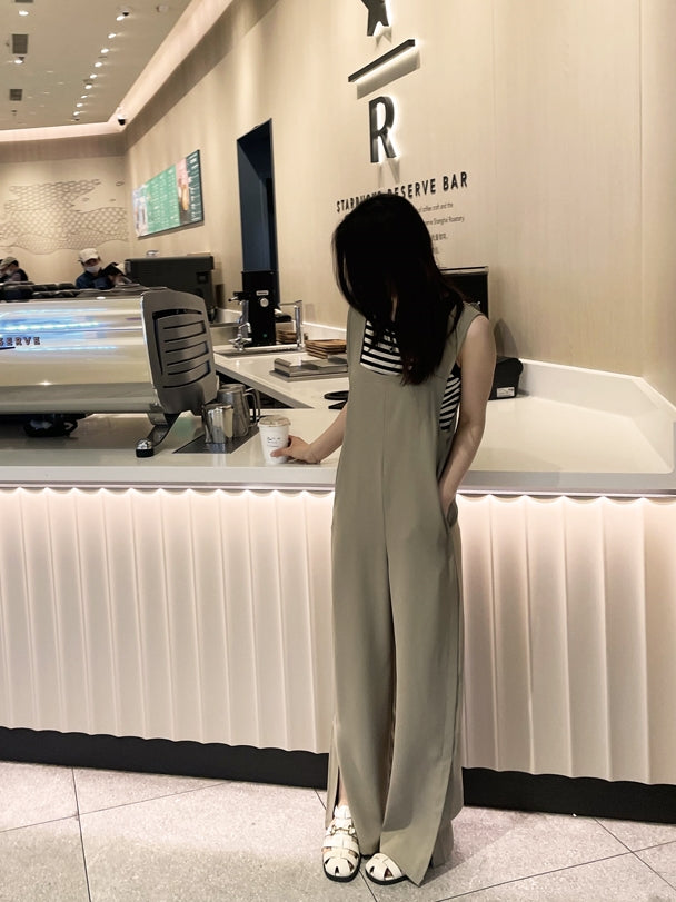 Hem Slit Salopette Overalls_HL3628