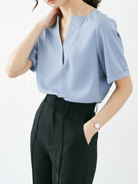 Deep V-neck chiffon shirt 8977