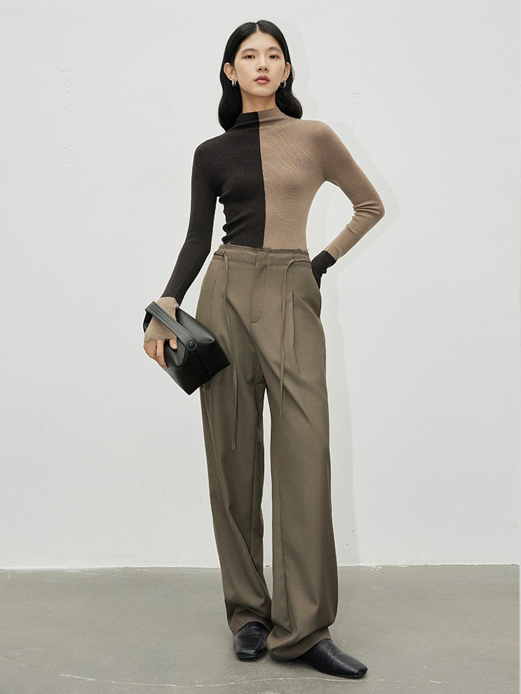 Two-tone turtleneck top_BDHL5148