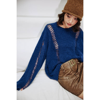 Blue wool sheer sweater_BDHL5226