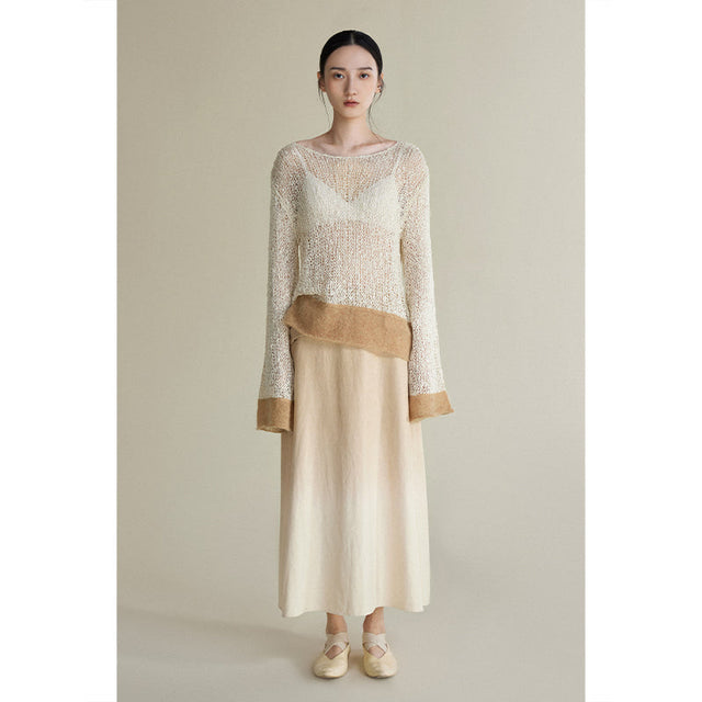 Yarn stitching mohair loose sweater_N80340 - HELROUS