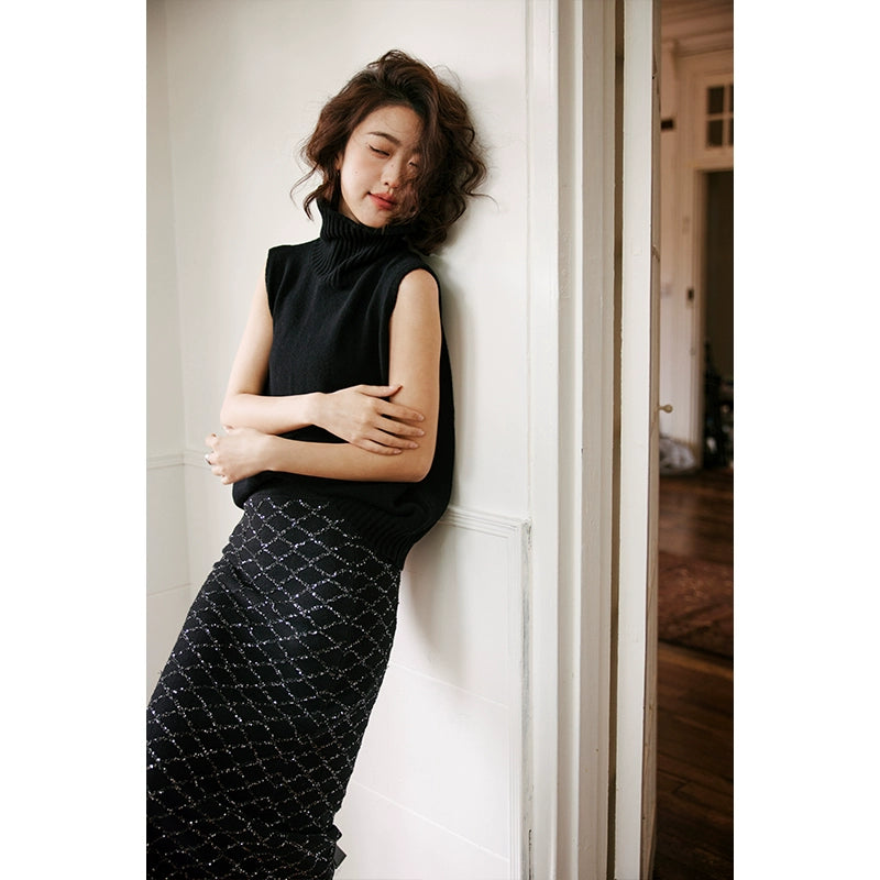 Sequin-knit skirt_BDHL5228
