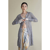 Wrinkled flowing long cardigan_N80337 - HELROUS