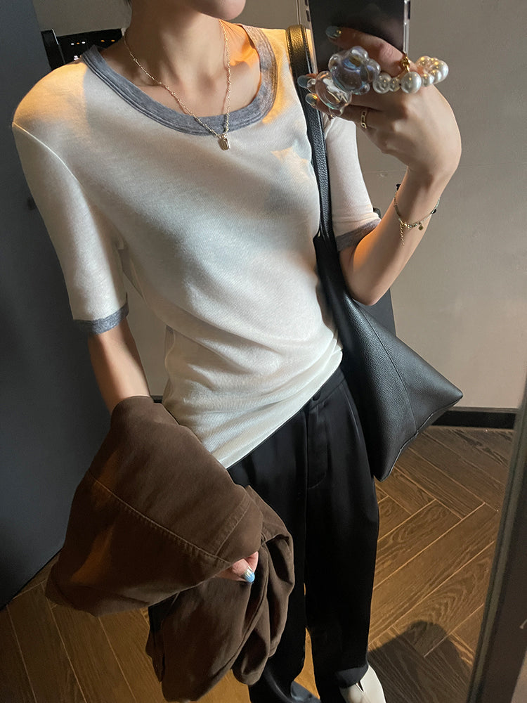 [In Stock] Bicolor Sheer T-Shirt LCHK/HL3444