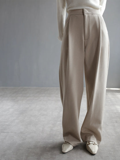 High-waisted draped straight-leg pants_BDHL5265