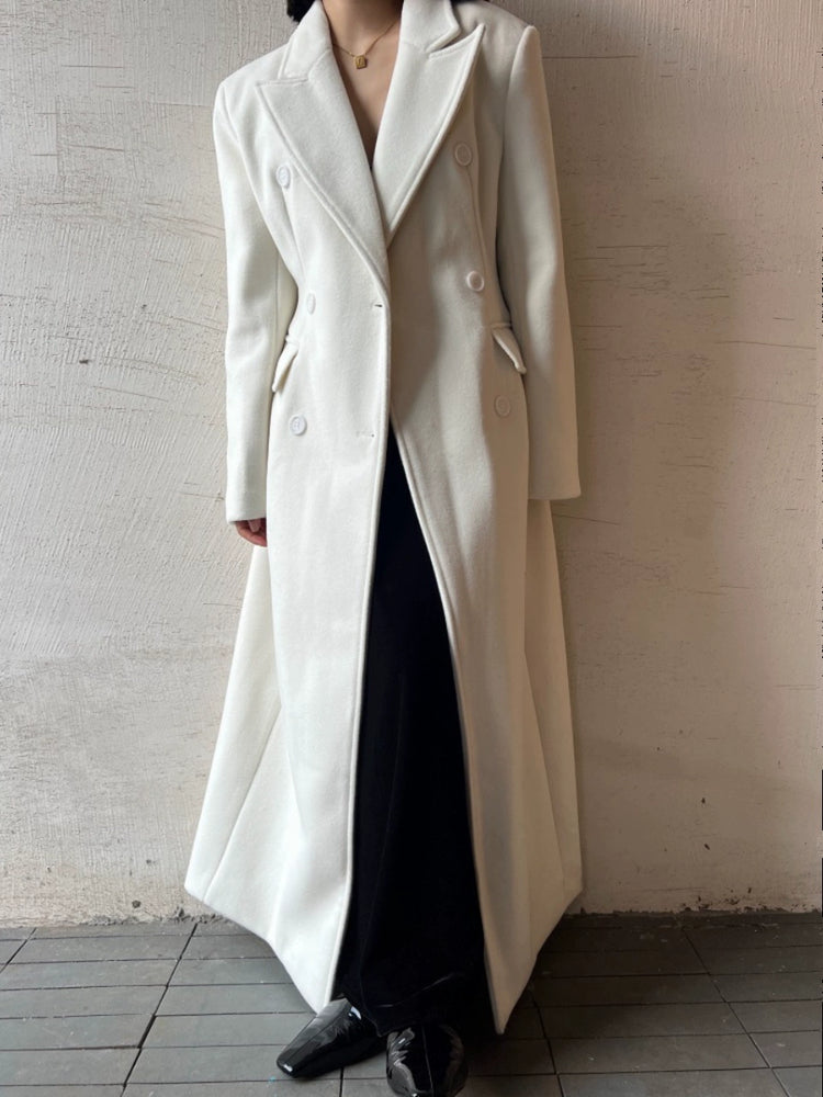 Waist double-breasted long coat_BDHL5326