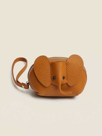 Leather] Elephant Key Chain Mini Pouch HL3301