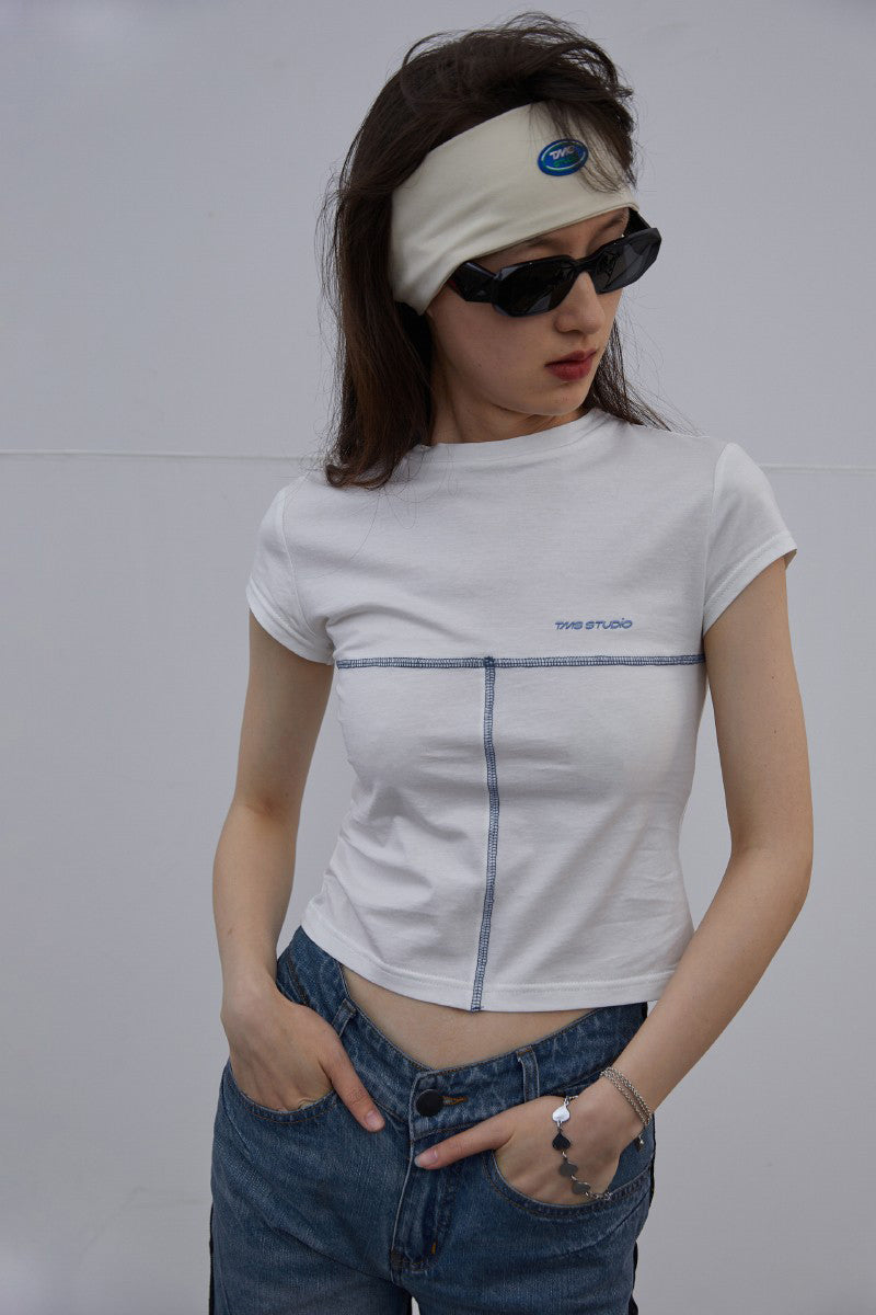 Cotton cropped crewneck T-shirt_DI100090
