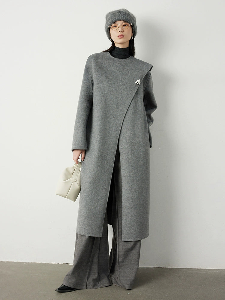 Scarf collar long coats_BDHL5292 