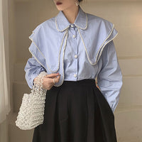 Big collar pearl blouse 8897