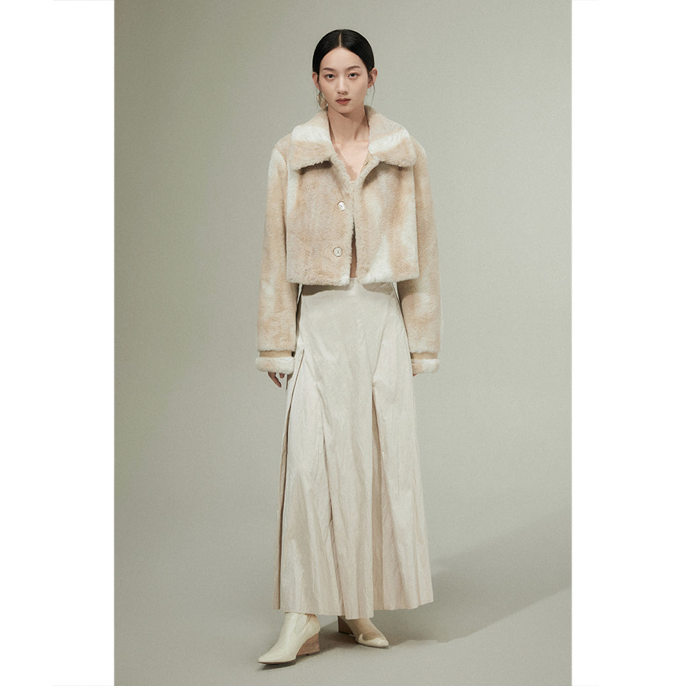 Gradient Eco Fur Cropped Wool Jacket_N80338