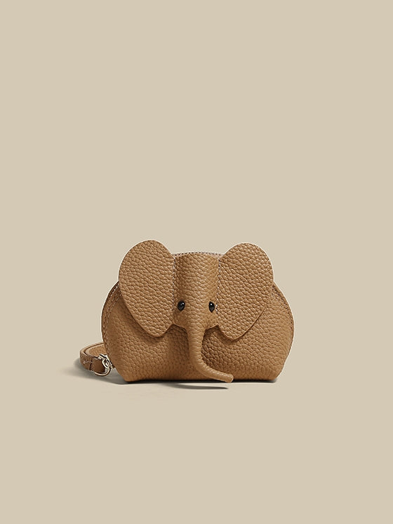 Leather] Elephant Key Chain Mini Pouch HL3301