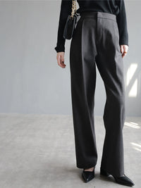 High-waisted draped straight-leg pants_BDHL5265