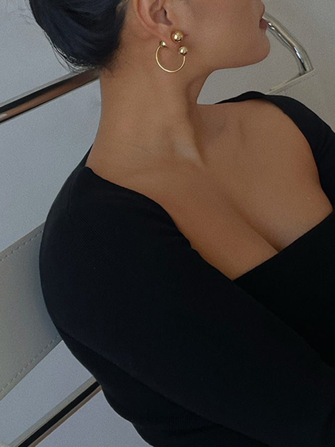 Metal ball earrings H3364