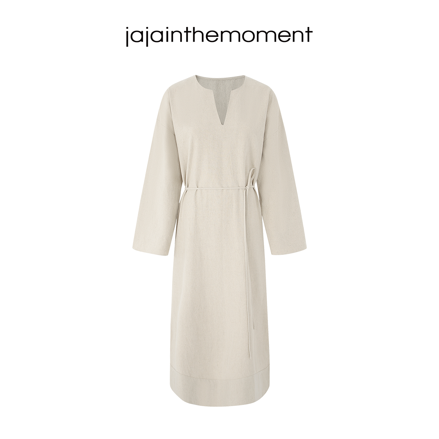 Cotton and linen loose tie dress_DI100045