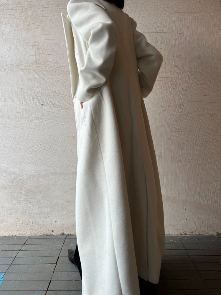 Waist double-breasted long coat_BDHL5326