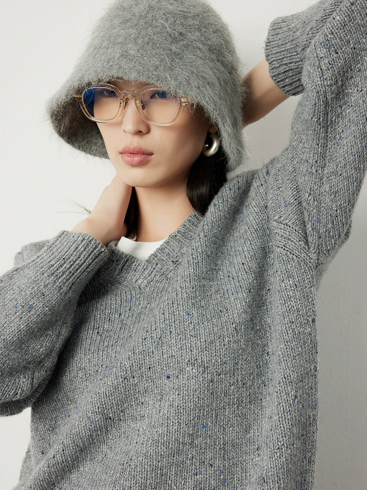 V-neck comfortable sweater_BDHL5297