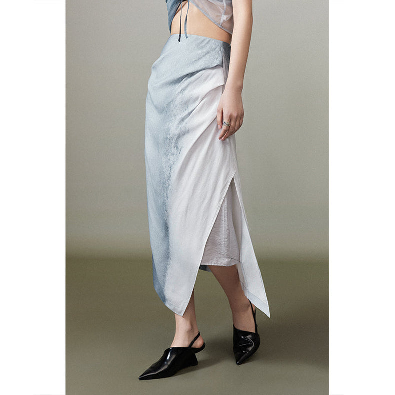 Pleated high split skirt_DI100121 - HELROUS