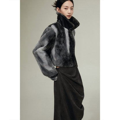 Gradient Eco Fur Cropped Wool Jacket_N80338