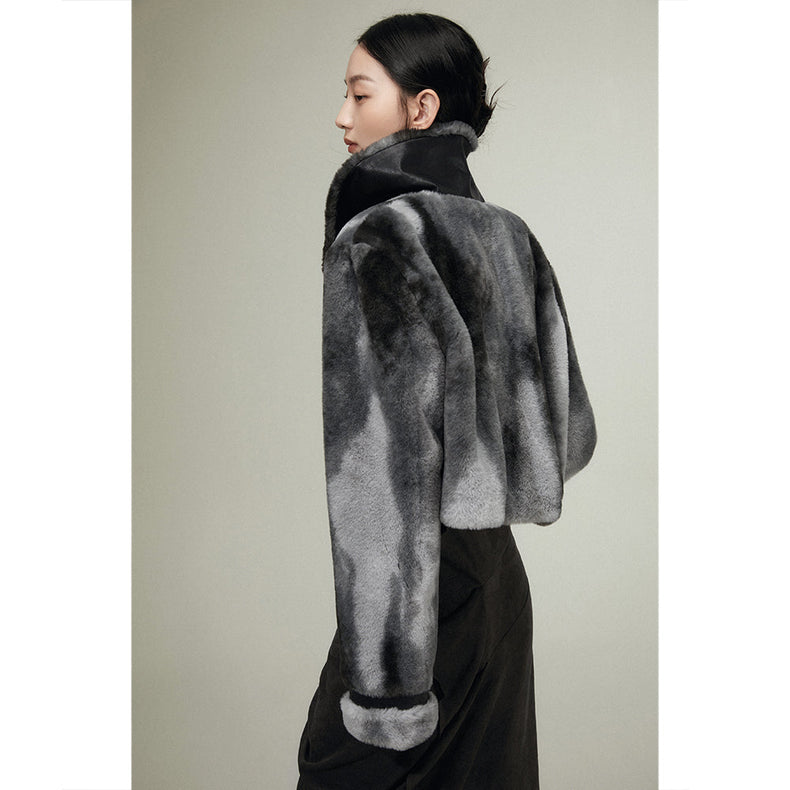 Gradient Eco Fur Cropped Wool Jacket_N80338