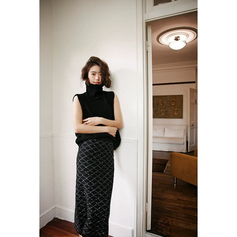 Sequin-knit skirt_BDHL5228