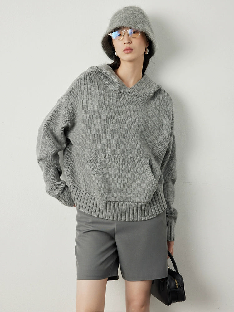 Double-strand yarn hooded sweater_BDHL5291