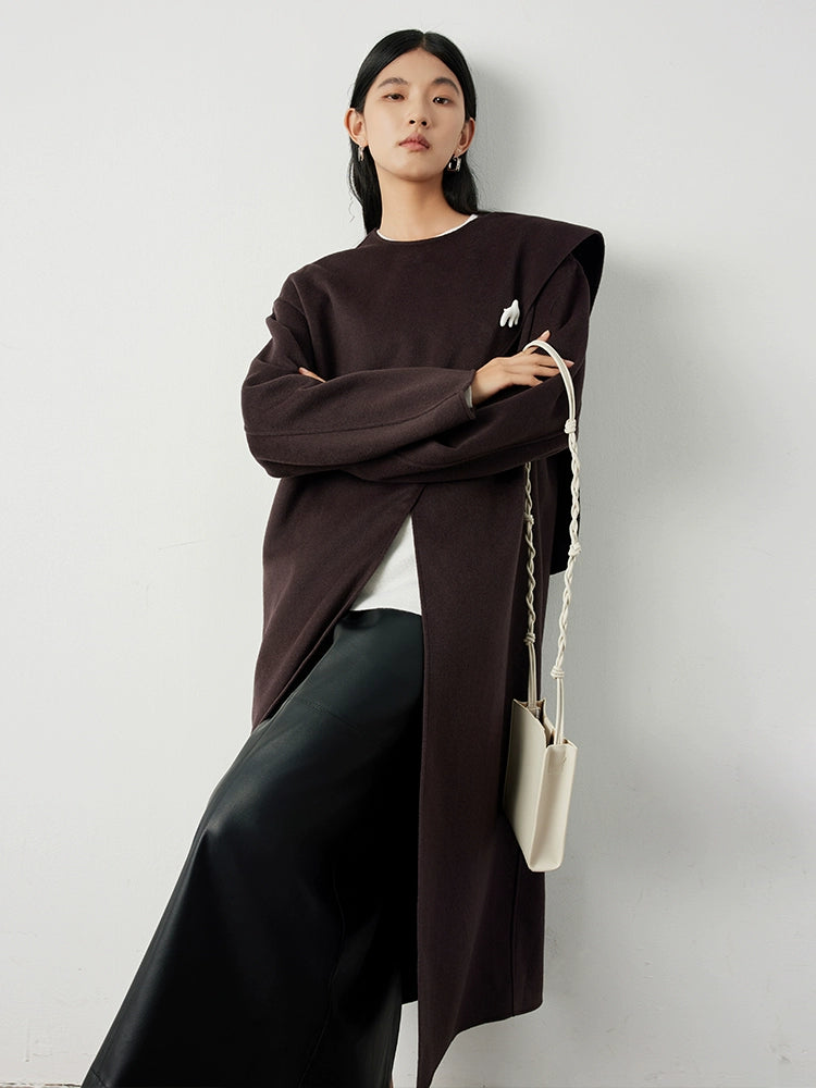 Scarf collar long coats_BDHL5292 