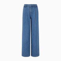 Pleated denim wide leg pants_DI100296