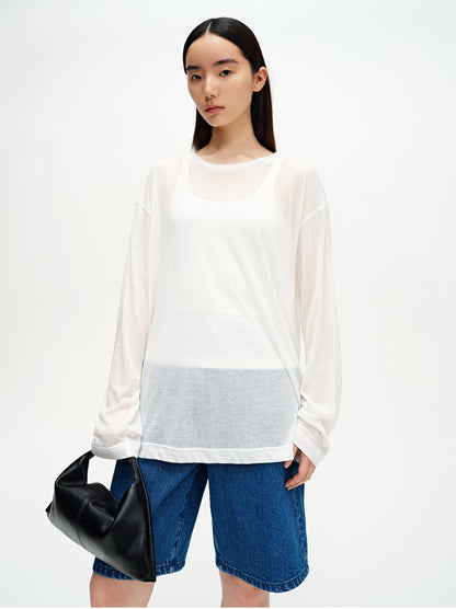 Round Neck Knitted Long Sleeve Top