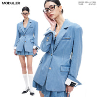 Adjustable casual denim blazer_DI100063