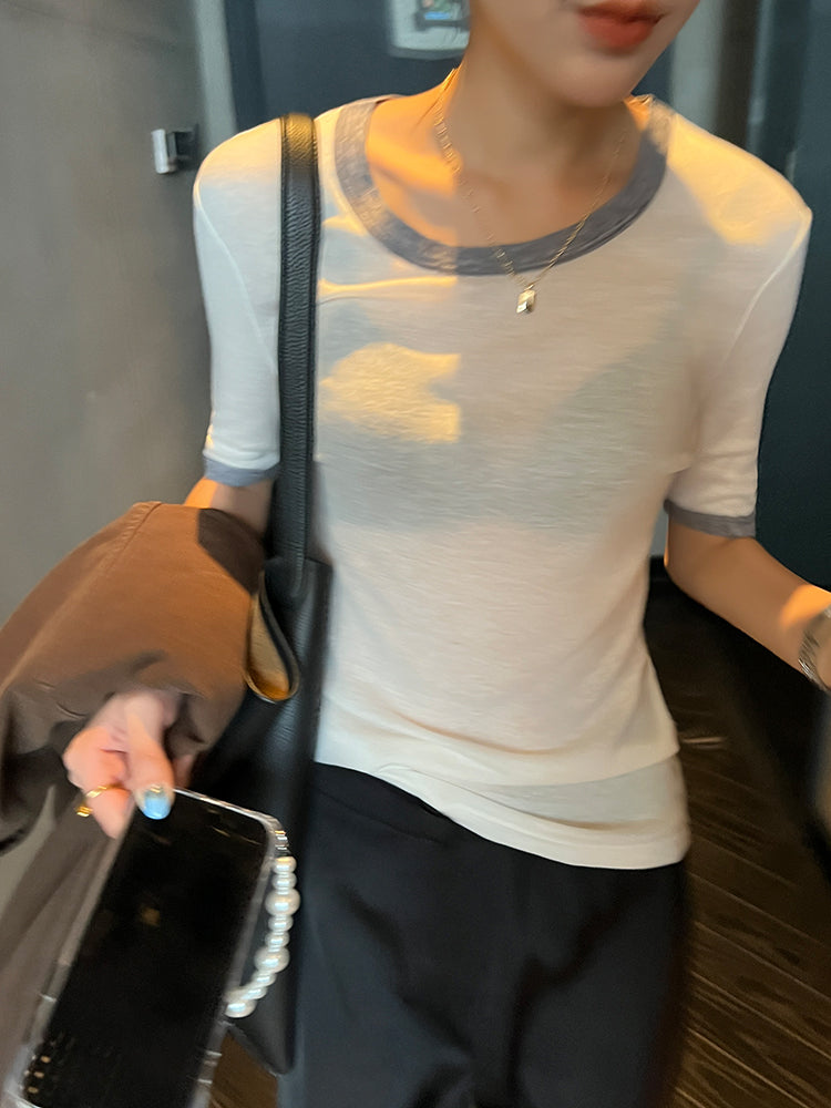 [In Stock] Bicolor Sheer T-Shirt LCHK/HL3444