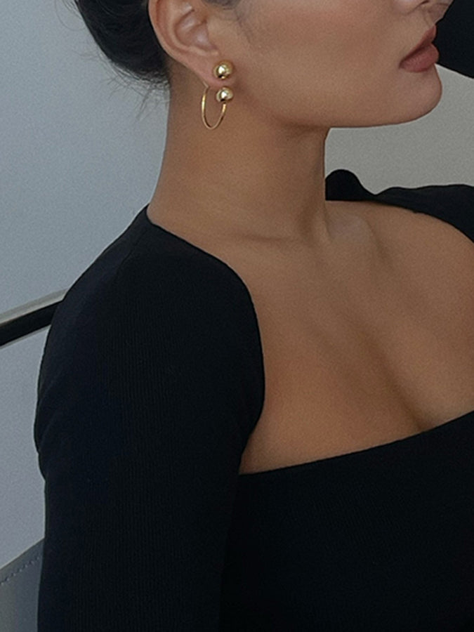 Metal ball earrings H3364