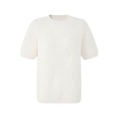 Round neck knitted short sleeves top 