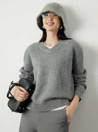 V-neck comfortable sweater_BDHL5297