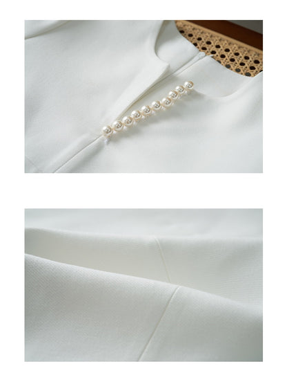 SpecialPrice] Pearl Slit Neck Top White 8990