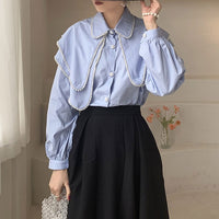 Big collar pearl blouse 8897