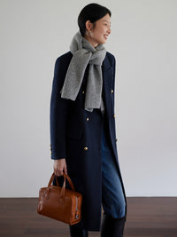 Tweed retro gold buckle mid-length coat_BDHL5364