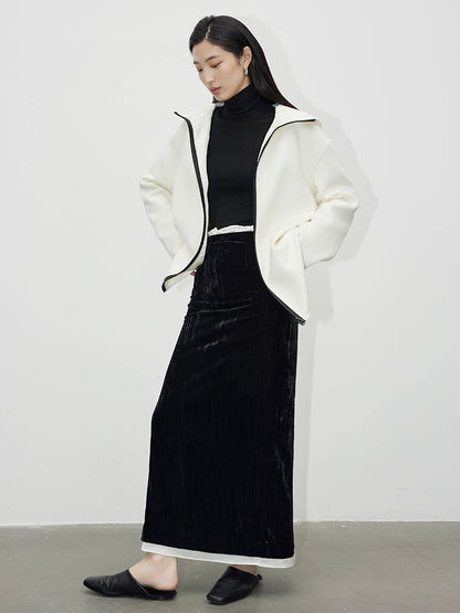 Velvet drape glossy skirt_BDHL5145