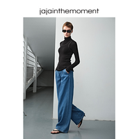 Pleated denim wide leg pants_DI100296