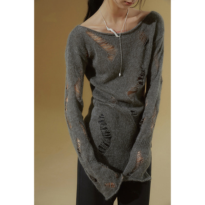 Hollow Knit Sweater_N80334 - HELROUS