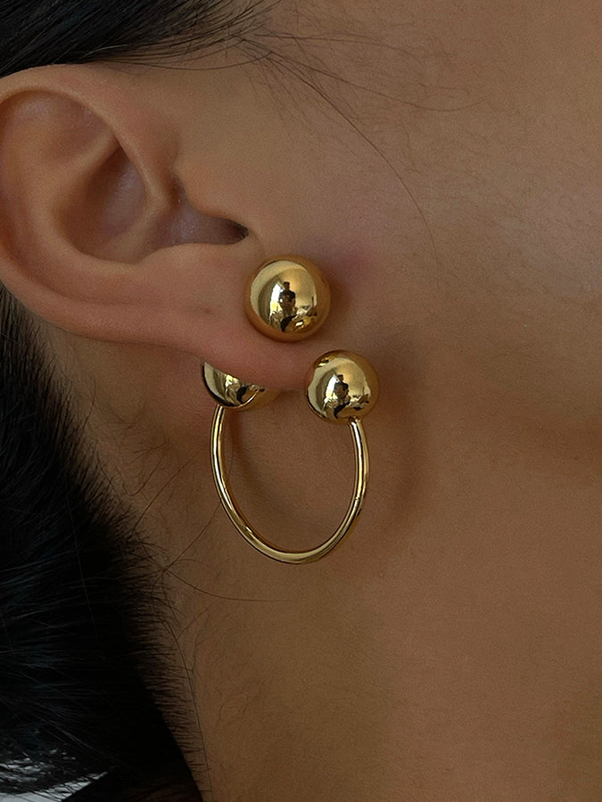 Metal ball earrings H3364