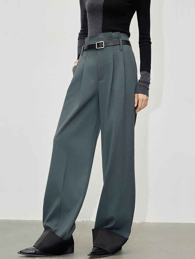 Pleated straight legs pants_BDHL5155 - HELROUS